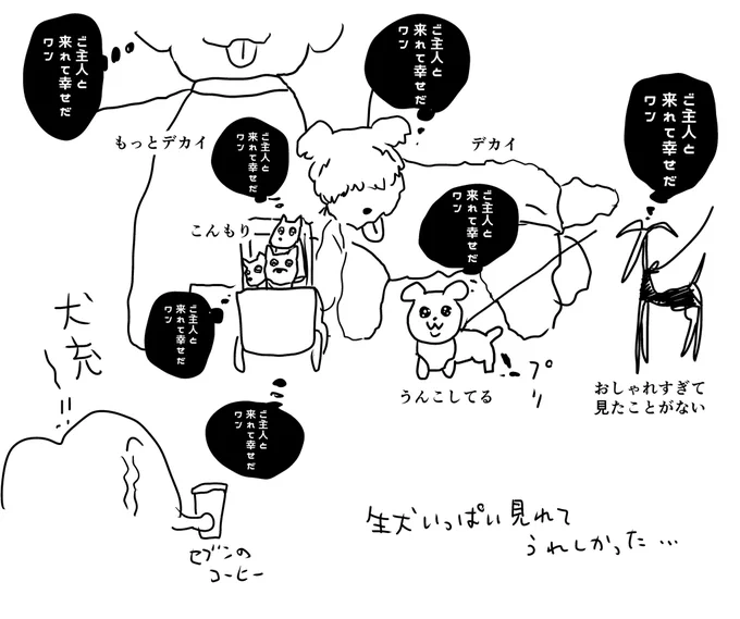 J庭と犬のイベントがカブッててお昼休憩で外出たらこんな感じで…
まさかBLと犬という人間の二大栄養素を一度に摂取できるとは…すごい…良かった… 