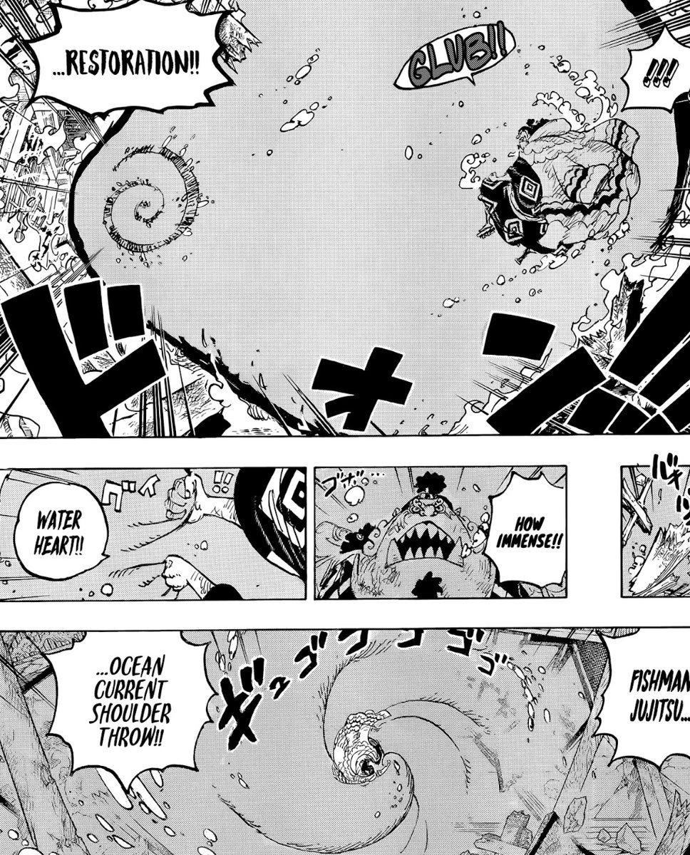 GuardianofJp's tweet photo. No one's gonna talk about how Jimbei practically tosses the gallons of water over his shoulders?

#ONEPIECE1046 https://t.co/lJsy5ASyyV