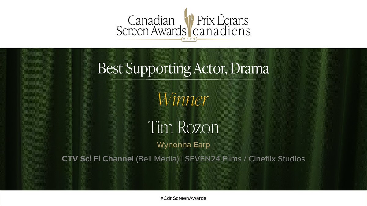 TheCdnAcademy's tweet photo. Congratulations @realtimrozon, winner of Best Supporting Actor, Drama for @WynonnaEarp! @CTVSciFi #CdnScreenAwards https://t.co/EOJXN4Xvlm