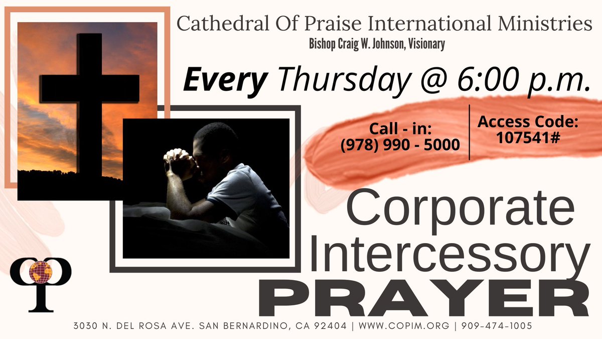 COPraiseIM's tweet photo. Join the Family of @COPraiseIM this evening at 6p for Corporate Prayer. A family that prays together stays together! Let’s call upon the Name of the Lord! @DrJinCA @BernardMJackso2 
#churchfamily #churches #church #instachurch #cathedral #COPIM #cathedralofpraise #international https://t.co/jWI38CGO0e
