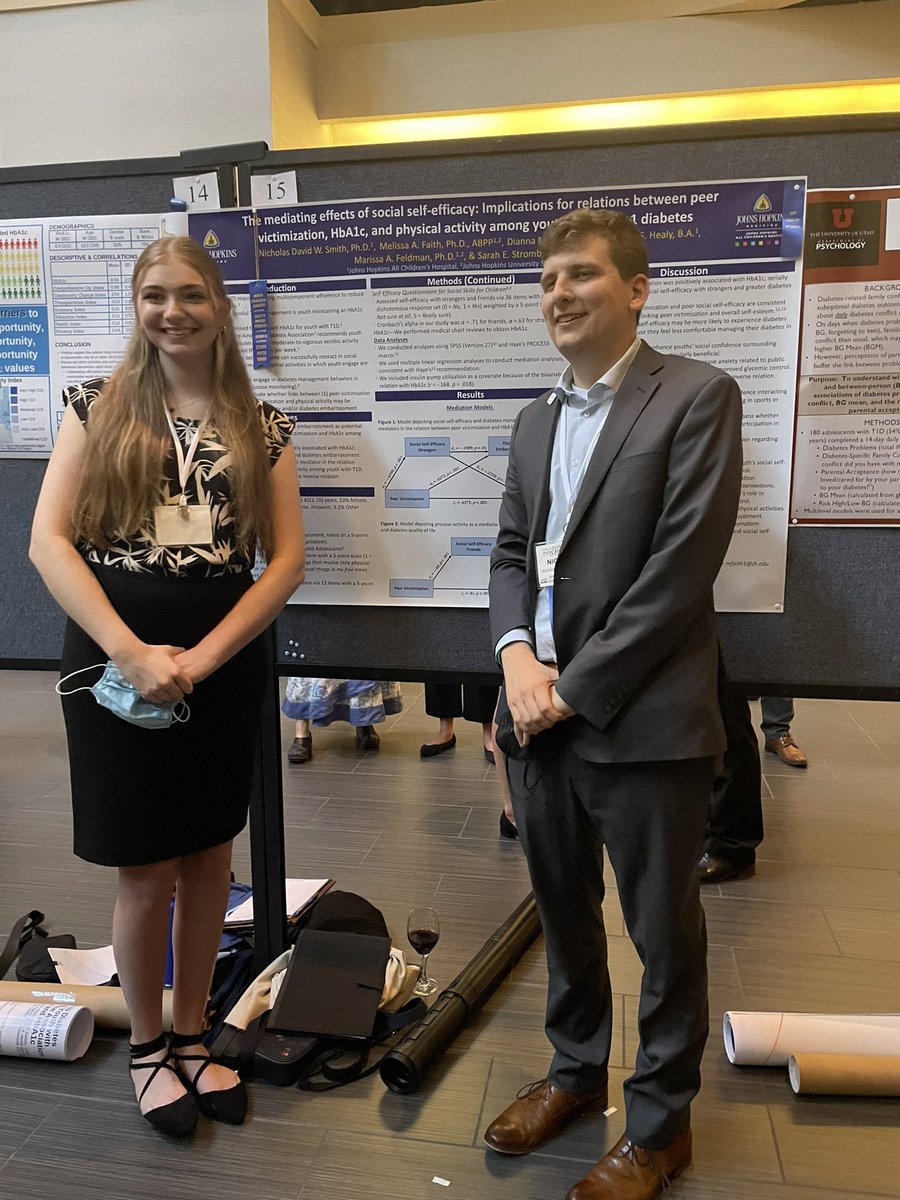 chmorgan820's tweet photo. Congratulations to @NDWSmith for winning a student poster award for his research on social self-efficacy, victimization, HbA1c, and physical activity among youth with T1 diabetes. Check out his work during the poster session! #sppactwitter https://t.co/vTEREYPJg9