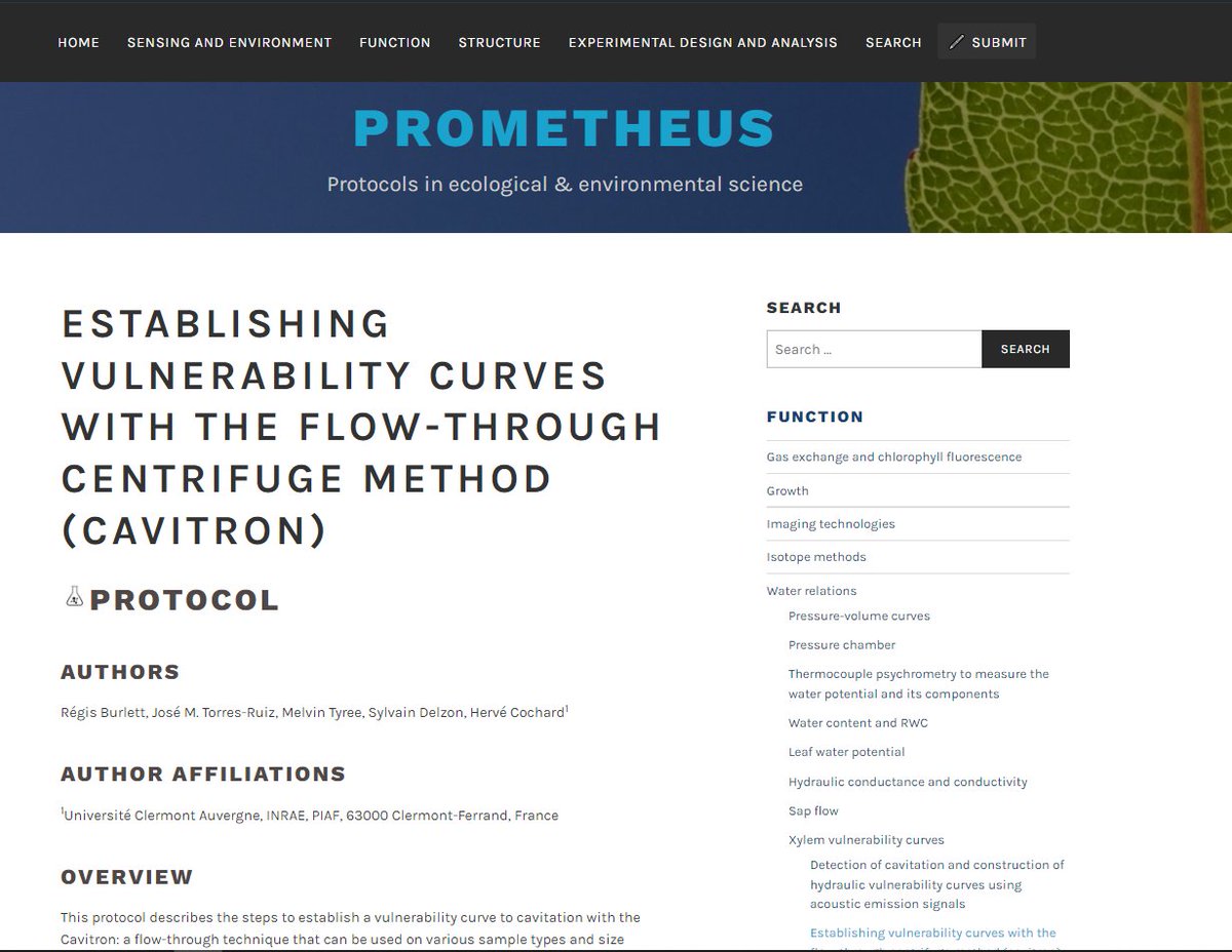 Check out one of our latest protocols at Prometheus!

Establishing vulnerability curves with the flow-through centrifuge method (cavitron)

prometheusprotocols.net/function/water…

We will be publishing a series of new protocols over the next few weeks so stay tuned!