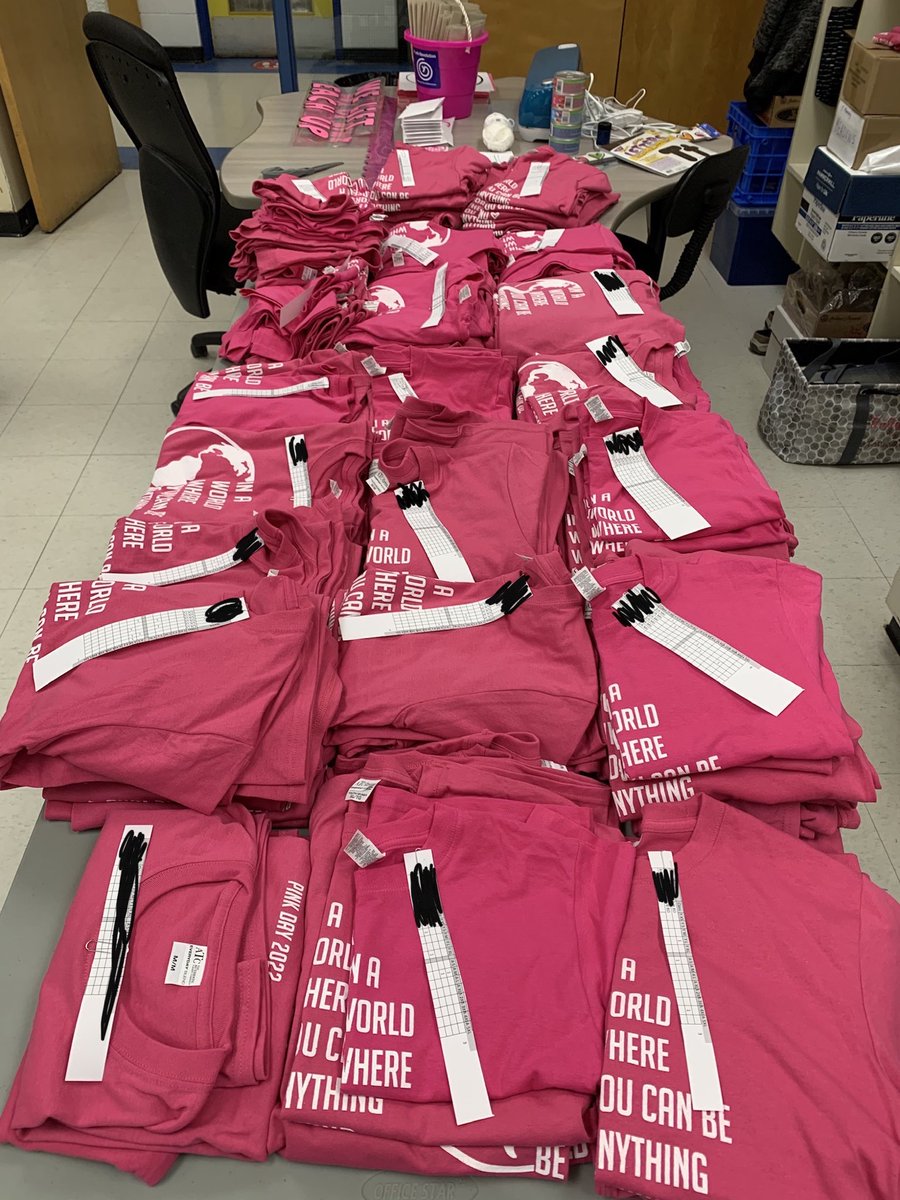 …ohh the  excitement! Pink Day shirts are organized &amp; ready for students ⁦<a href="/Meadows_BSD/">Meadows School</a>⁩ . International Pink Day Is April 13 👚and YR teams across the school division will be hosting a variety of activities