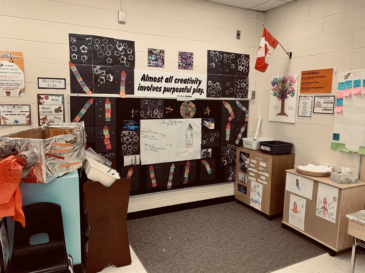 Our classroom is out of this world! What a fun #space inquiry our kiddos are doing in K2! We can up with “wonder questions” and are doing research on PebbleGo, reading books, and videos to find our answers. We are growing our brains! #tvdsb #tvdsbkindergarten #onted #inquiry