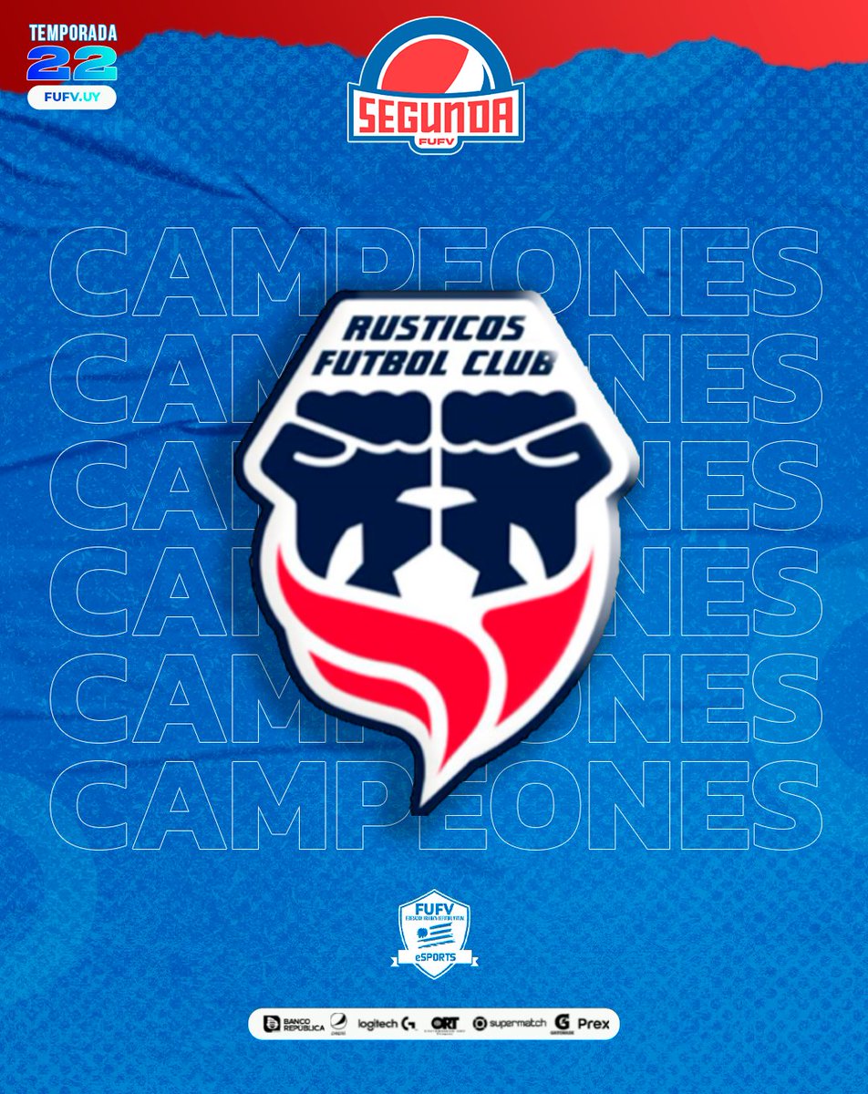 AUDVesports's tweet image. Felicitaciones a todo el plantel de @Rusticos_FC  
🏆⬆️🎮⚽️ CAMPEÓN #SegundaPEPSI T-22🔥👏👏

Bienvenidos a la máxima categoría del futbol virtual🔥👏🎮

@PrexUruguay
