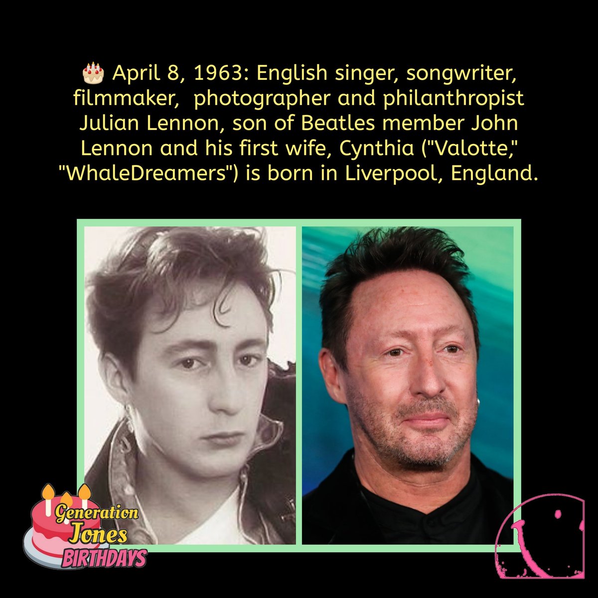 GenJones1964's tweet photo. 🎂 April 8, 1963: English singer, songwriter, filmmaker,  photographer and philanthropist Julian Lennon, son of John Lennon, is born in Liverpool, England.

#borninthesixties #musichistory #julianlennon #johnlennon #thebeatles #liverpool #whoisgenerationjones #bornonthisday https://t.co/ANJWBp1xdb