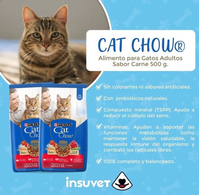 InsuvetAragua's tweet photo. En #Insuvet tenemos lo mejor para tu michi🐾🐱
En esta oportunidad traemos para ti y tu gatito, #CatChow, un alimento completo y balanceado que ayuda a tu gato a brindarle una buena alimentación y el aporte vitamínico ideal para su día a dia❤️ https://t.co/9H3MT93Wf0
