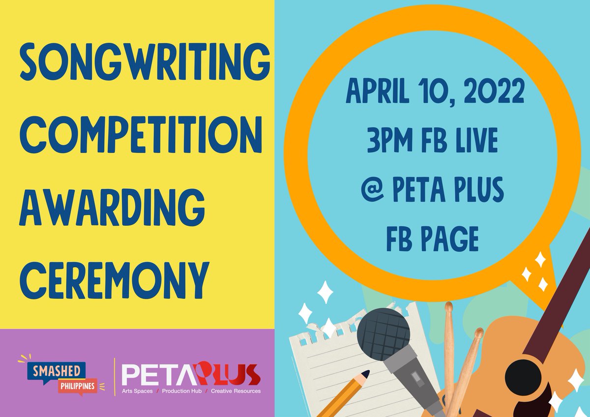 SmashedPH's tweet photo. Kitakits sa Linggo Smashed Barkada!

Malalaman na natin kung sino-sino ang mananalo sa ating Smashed Songwriting Competition! Napakinggan mo na ba ang Top 5 entries?

Ito ang playlist: https://t.co/BG8A7sXuQ1

Siguradong mag-eenjoy kayo sa mga kanta! #SmashedPH #IAmSmashing https://t.co/1lKDixqLlP
