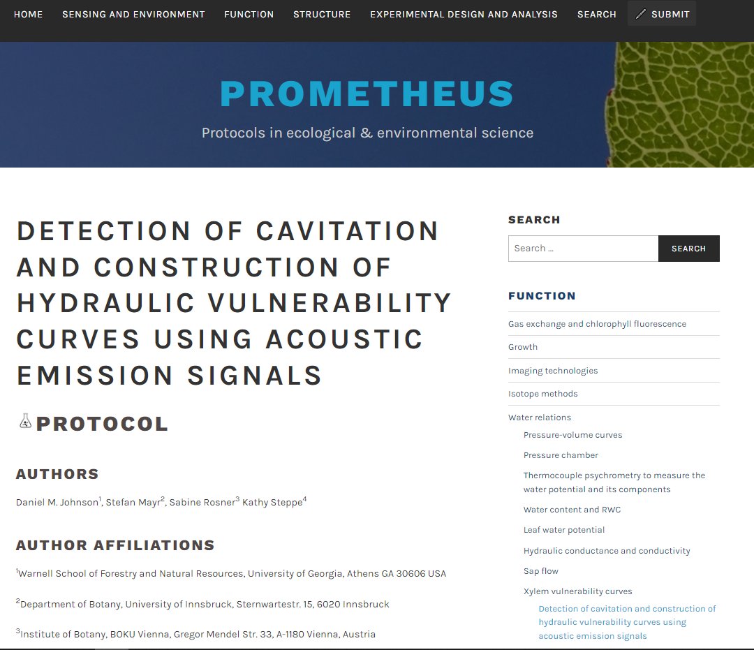 Check out another of our latest protocols at Prometheus!

Detection of cavitation and construction of hydraulic vulnerability curves using acoustic emission signals

prometheusprotocols.net/function/water…