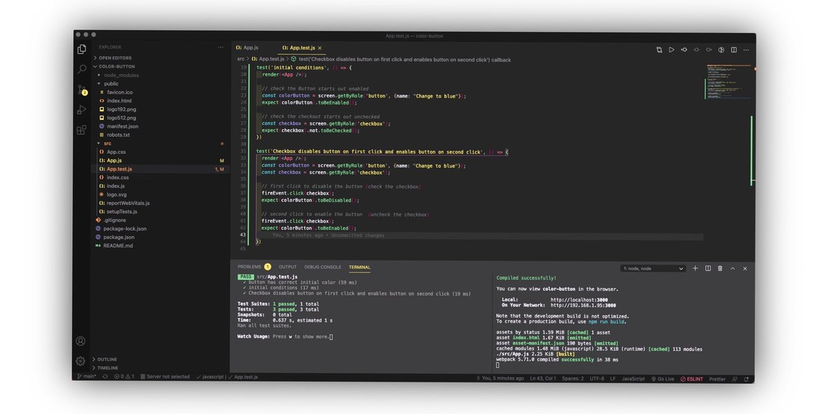 liamdev5's tweet image. Day 85 of #100DaysOfCode
Two main assignments for today were:
- Data Structure and Algorithm
- React Testing Library & Jest. So much for this topic.
#ReactJS #ReactTestingLibrary #Jest #testing