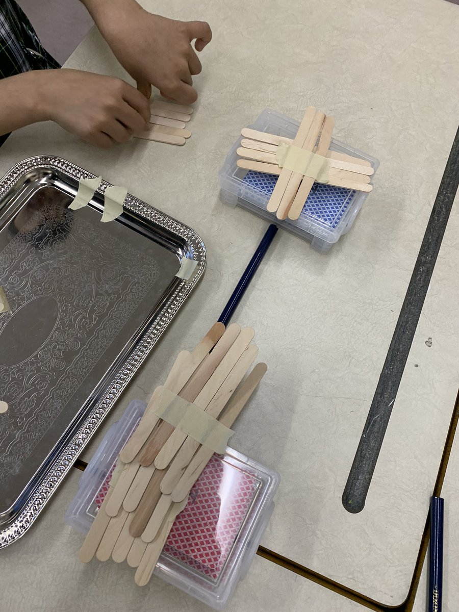hmparlee's tweet photo. We are builders!🚧 Ss worked in pairs to construct a bridge using popsicle sticks as their material and tape as their fastener. It took some rethinking and rearranging of the materials to make sure they created a strong enough bridge to hold our toy car 🚗 @MsBakhtawar https://t.co/KPrpYqIeg5