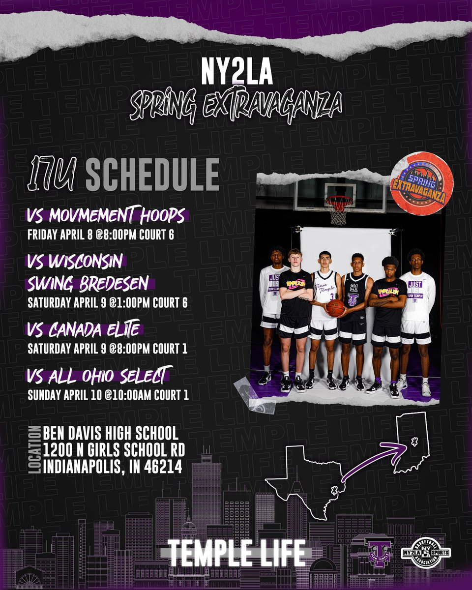 NY2LA Spring Extravaganza 
LIVE PERIOD 1!
<a href="/ny2labasketball/">NY2LA Basketball</a> <a href="/ny2lasports/">NY2LA SPORTS</a> 

🎟 17U ROSTER &amp; SCHEDULE

📍Indianapolis, IN • Ben Davis HS

📺 ohiobasketball.bethebeast.com/btb/buylivestr…

EARN YOUR KEEP🔥
<a href="/ACNY2LA/">Antonio Curro</a> <a href="/bigsloan32/">Marcus Sloan</a> <a href="/GDayHoopScout/">🅶🅴🅾🅵🅵🆁🅴🆈 🅳🅰🆈 🆂🆁.</a> <a href="/MHS_Boys_/">Midwest Hoops Spotlight</a> <a href="/IsaacDennis_2/">Isaac Dennis</a> <a href="/TheTB5Reports/">TheTB5Reports</a>