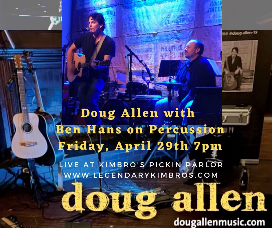benhans's tweet photo. Performing with Doug Allen @DougAllenMusic1 @KimbrosCafe Franklin, TN April 29th!! https://t.co/un0HuysUQp