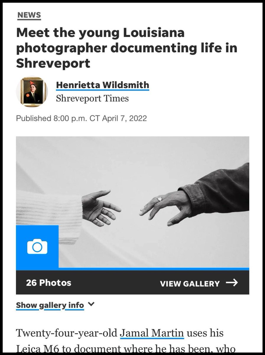 Got interviewed by my local paper last month about my work and journey as a documentary photographer in Louisiana. The article is now live!

If you guys want to check it out the link is below.

shreveporttimes.com/story/news/202…