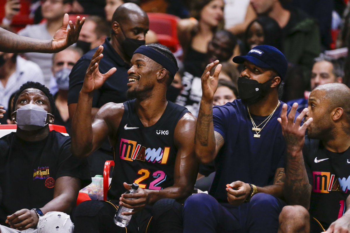 WadexFlash's tweet photo. The Miami Heat have clinched the 1st seed while missing the following players due to injury:

Jimmy Butler - 24 games
Bam Adebayo - 25 games
Kyle Lowry - 18 games
Tyler Herro - 15 games
Markieff Morris - 63 games
Victor Oladipo - 73 games

Deepest team in the East. https://t.co/mEgUVPzj9F