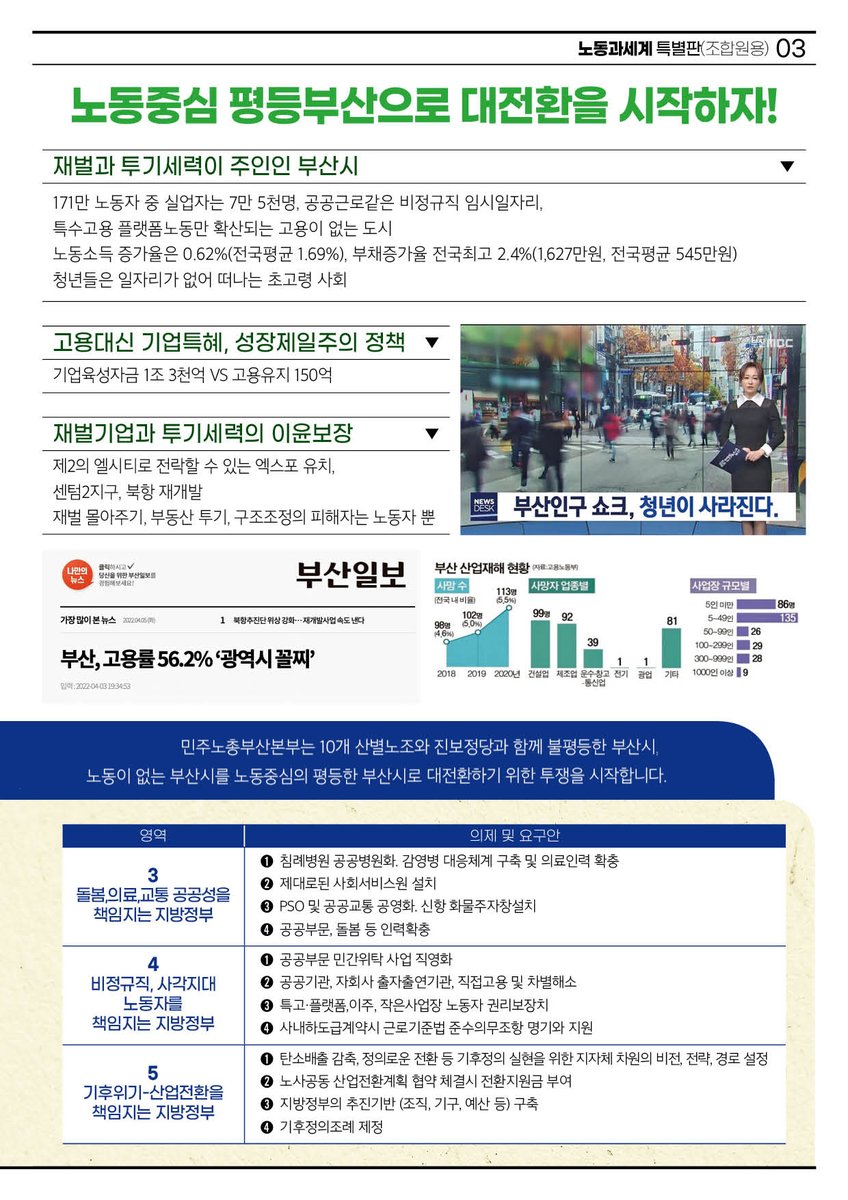kctubs's tweet photo. [ 노동과세계 노동절 특별판(부산조합원 용) ]

새 정부를 투쟁으로 맞이하자!
6.1 지방선거로 부산 대전환을 시작하자!

많은 조합원들이 볼 수 있도록 리트윗하여 주십시오!

- PDF 파일 다운 : https://t.co/Dauox3Qht6 https://t.co/EsdSwWHfos