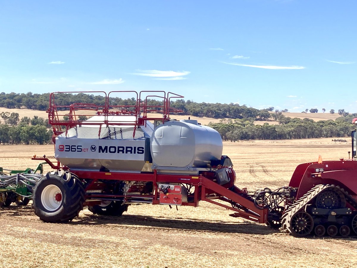 Morris 9365 ICT Tow Between air cart with 5000L hitting the paddock near Williams, Western Australia. ⁦<a href="/Morris_Seeding/">Morris Equipment</a>⁩ ⁦<a href="/Morris_Aus/">Morris Australia</a>⁩ ⁦<a href="/LQSystems/">Liquid Systems (SA)</a>⁩
