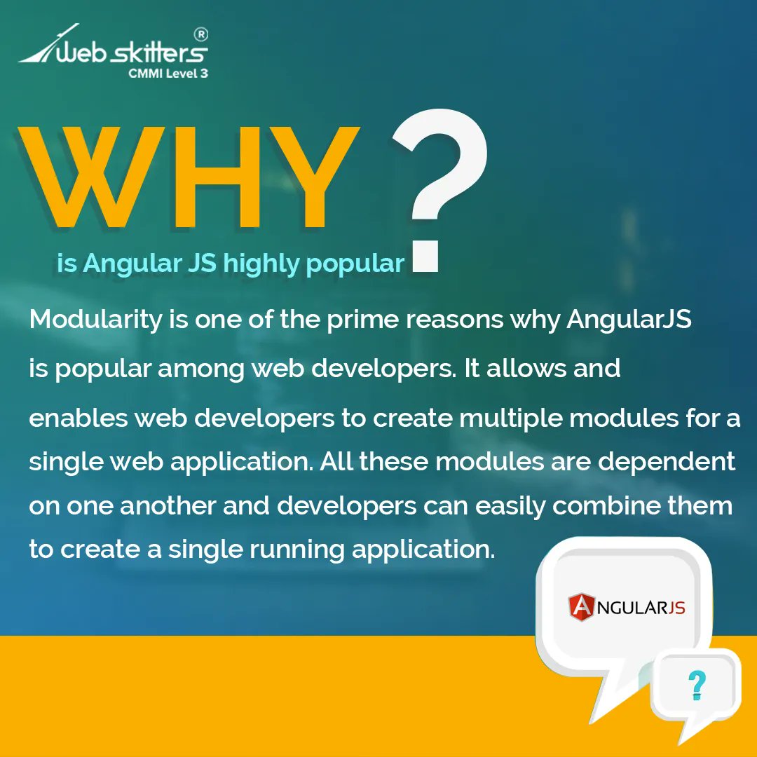 WebSkitters's tweet image. Do you know Angular JS is extremely popular?! It is the most popular web development framework. Let us know what makes this framework so popular!
#webskitters #angularjs #angularframework #angularjswebsitedevelopment #angularjswebdevelopment
