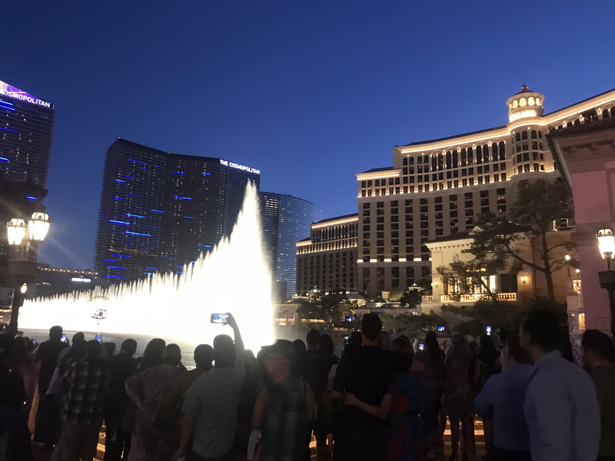 SeanDeLanceyTV's tweet photo. T-minus 30 minutes to an hour of special BTS displays on the strip including special shows at the @Bellagio fountains.
The fans are already packing the sidewalk.
@KTNV https://t.co/iXSzNRevr0