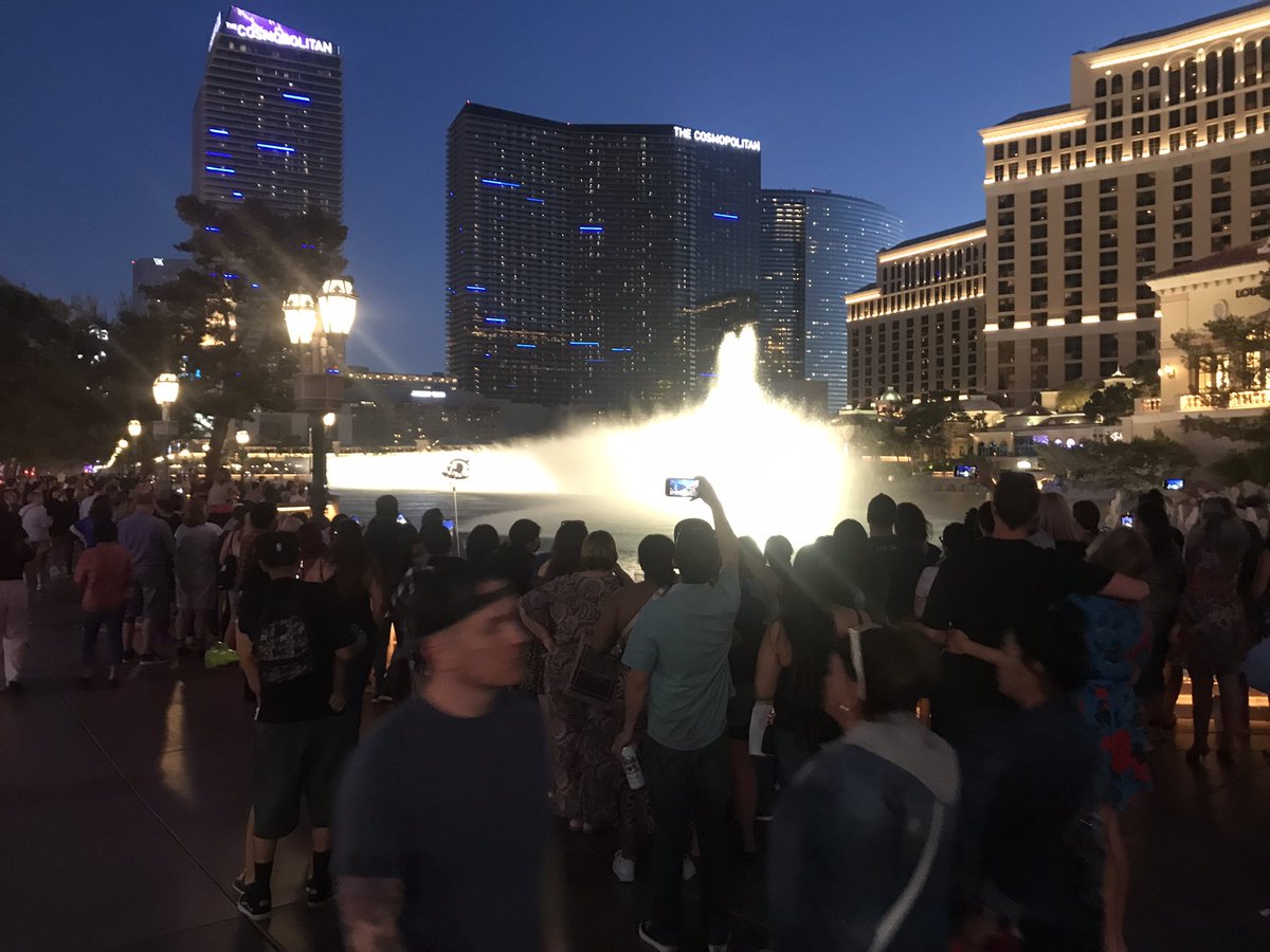 Sean DeLancey (@seandelanceytv) on Twitter photo T-minus 30 minutes to an hour of special BTS displays on the strip including special shows at the <a href="/Bellagio/">Bellagio Las Vegas</a> fountains.
The fans are already packing the sidewalk.
<a href="/KTNV/">KTNV | Channel 13 News Las Vegas</a> T-minus 30 minutes to an hour of special BTS displays on the strip including special shows at the <a href="/Bellagio/">Bellagio Las Vegas</a> fountains.
The fans are already packing the sidewalk.
<a href="/KTNV/">KTNV | Channel 13 News Las Vegas</a>