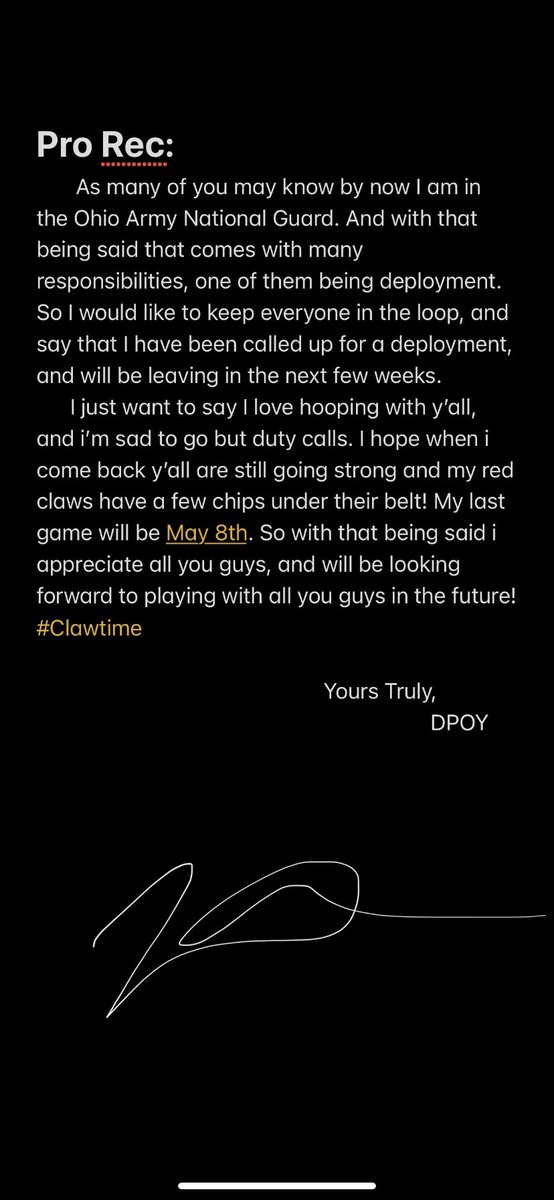 Official statement from Last season’s DPOY <a href="/trae_aa/">Trae Anderson</a>