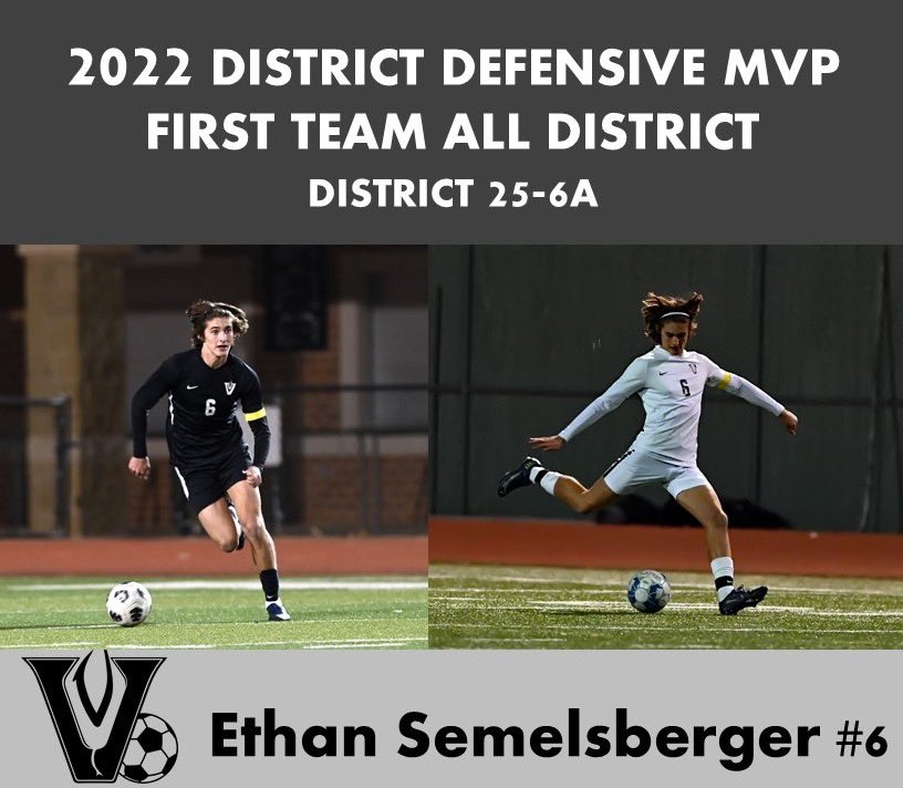 Congrats to our Senior Co-Captain <a href="/ethan_semels/">Ethan Semelsberger</a> awarded District Defensive MVP and 1st Team All District 25-6A. 👏