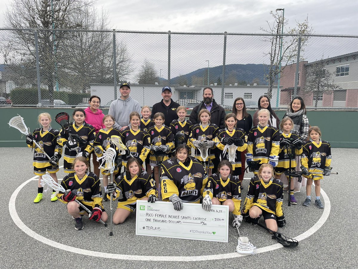 TD Ottawa Branch 9310 is pleased to support the POCO Female Novice Saints Lacrosse team through our #TDPLAY program. Good luck this season girls <a href="/BruceGray_TD/">Bruce Gray</a> <a href="/zacharylordTD/">Zachary Lord</a>