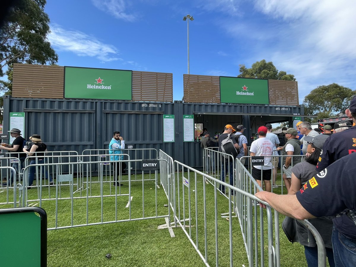 Half a stand closed to service 20000 people and hour long queues. Disgrace. #AusGP