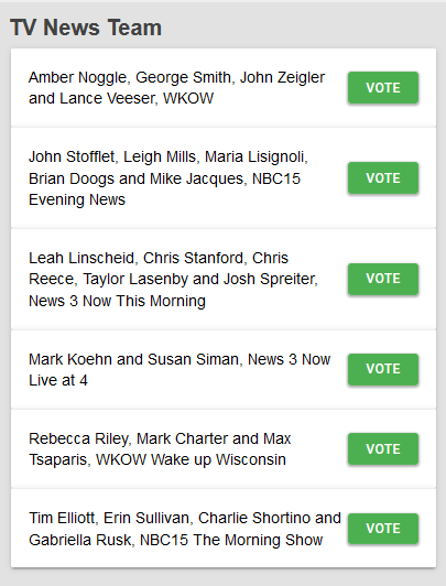 As most of you know, I have no shame...PLEASE vote for me in Madison Magazine's "Best of Madison"  
Thanks to you, I have been nominated in 2 categories: 
TV Personality and TV News Team. THANK YOU!
They can be found in the Arts and Entertainment category:
channel3000.com/best-of-madiso…