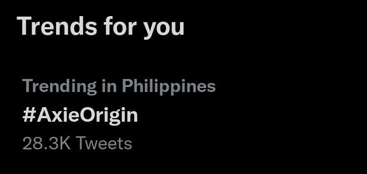 beau_zabdiel's tweet photo. Waking up and AxieOrigin is still trending on twitter๐
GM Pinasโ๏ธ๐ต๐ญ
Let's work together, Use #AxieOrigin everytime you tweet or reply to a Axie Infinity related content๐ค
#OriginLaunch #AxieInfinty https://t.co/Ud9KWkIcXd