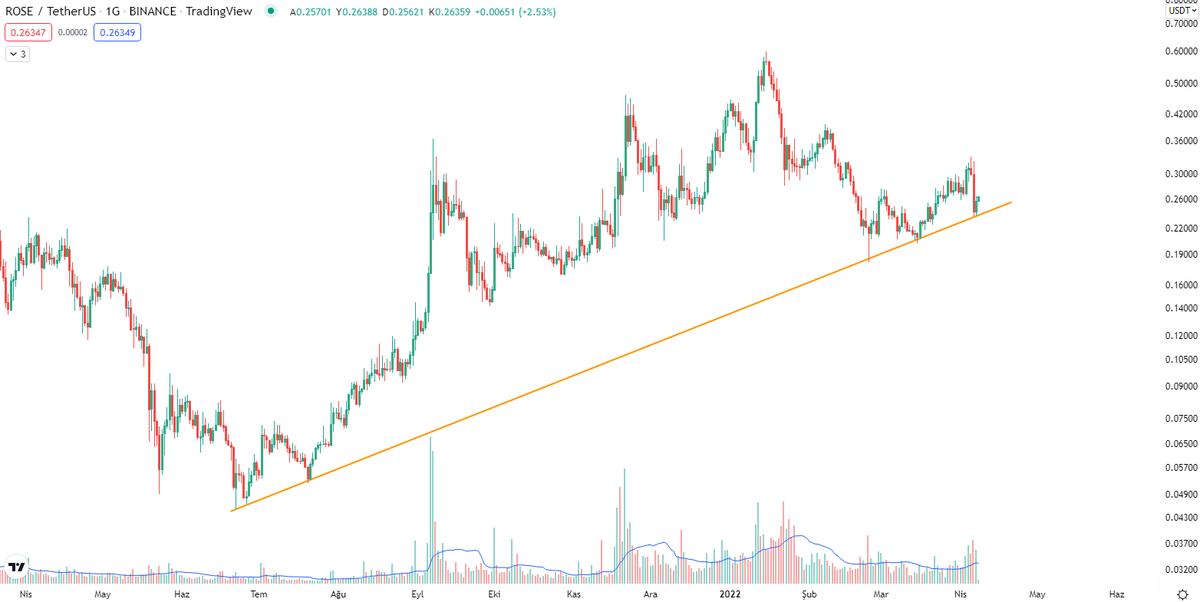 #ROSE 

Takip edilebilecek en iyi trendlerden birisine sahip.

Yükselen trend desteğinde devam ediyor.