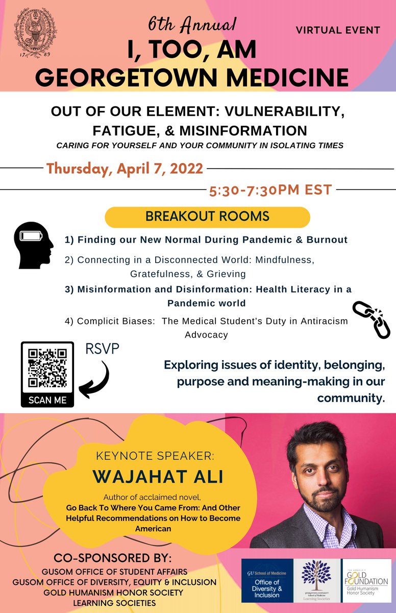 We're moved & thankful to @gumedicine student leaders, faculty & staff who made the 6th annual 'I, Too, Am Georgetown Med' focused on forging identity, purpose & community during isolating times @alynnawiley thanks for being our fearless MC! @WajahatAli we're all inspired!