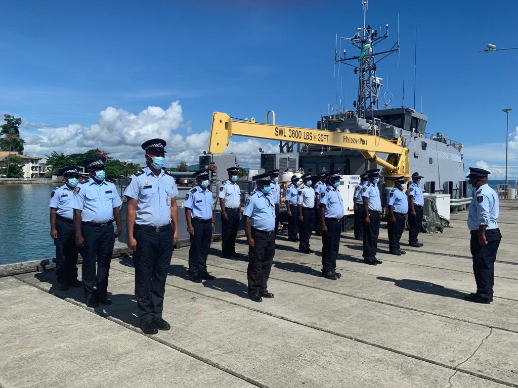 AusHCSols's tweet photo. A security partnership in action! Having spent 151 days at sea in 2021, the Guardian Class patrol Boat Gizo is now in Carins, Queensland, for its first deep maintenance since it was handed over in 2019. 🇸🇧🤝🇦🇺 https://t.co/MZhSDM8Jh1