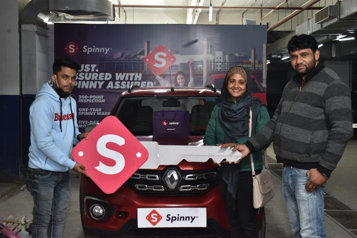ramanrajput0381's tweet photo. Thanks to @myspinny Team Lucknow for my Dream Car. @myspinny realy you inspect cars @200 points, you are best plateform for preowned car. https://t.co/JDSiIN9uCh