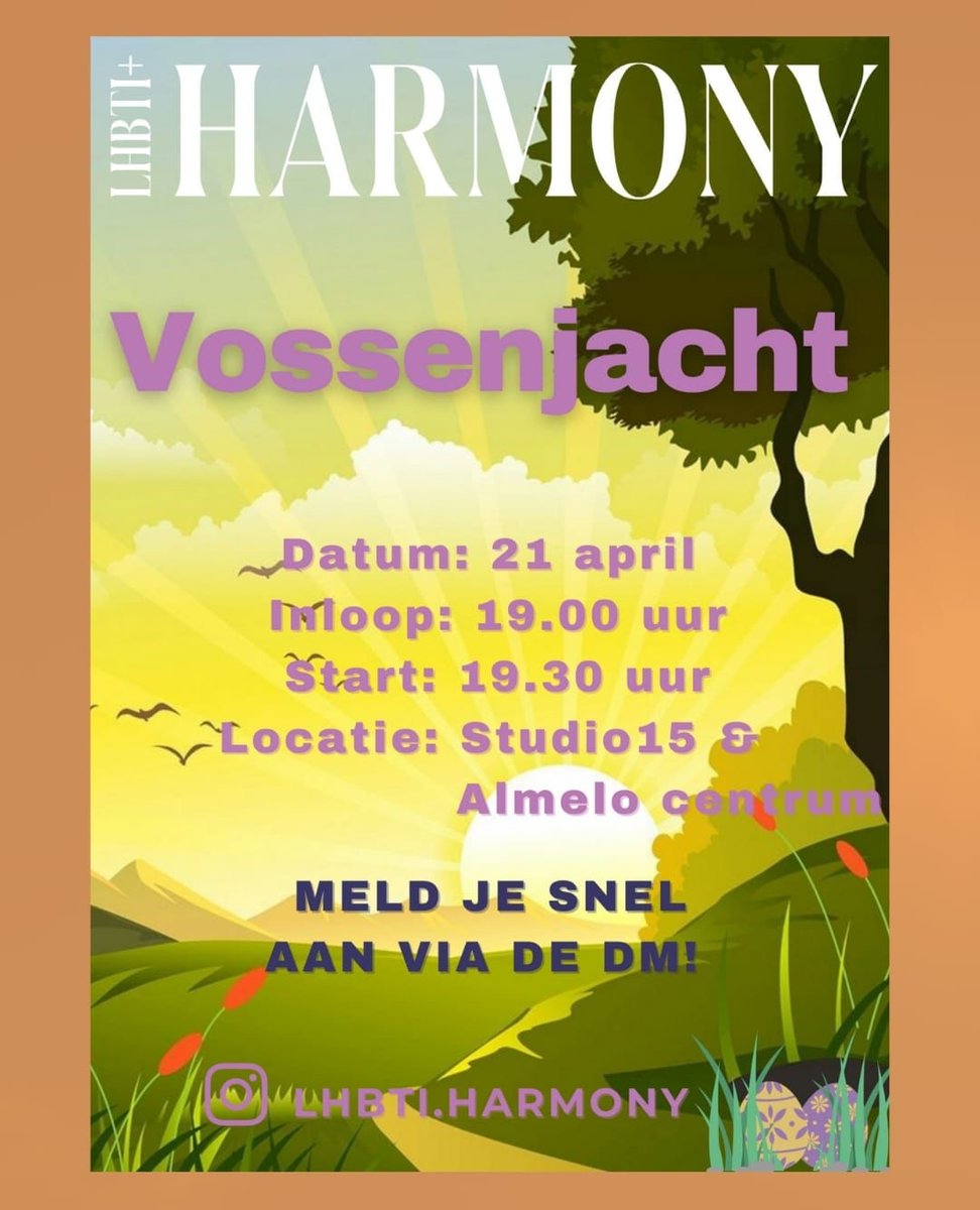 Studio15_Almelo's tweet photo. Donderdag 21 april organiseert Harmony een speciale vossenjacht. Schrijf je in als team of individueel via dm of link in bio! https://t.co/YzGZNi0uYK