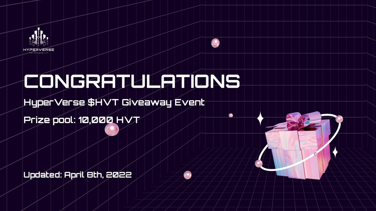 HyperVerse6's tweet photo. 📣HVT Giveaway Event has ended successfully!
Congratulations to all lucky winners! We've sent HVT prizes to your financial accounts.
Thanks all for your participation and support to make this event an amazing result!❤️ https://t.co/hOVBycdtSG