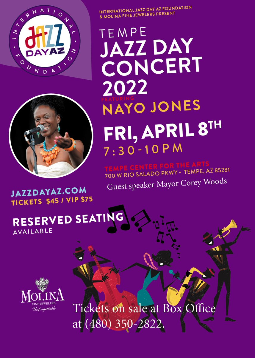 The International Jazz Day AZ Foundation presents a spectacular show TOMORROW featuring #TheNayoJonesExperience LIVE @TempeArts! Nayo Jones will be bringing the flavor of New Orleans to #Tempe! Click here to buy your tickets online: ow.ly/HSXV30sgKiy