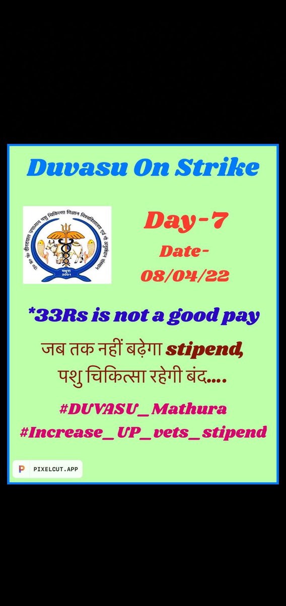 #Increase_UP_vets_Stipend
#SVPUAT_Meerut
#DUVASU_Mathura
#ANDUAT_Ayodhya
<a href="/myogiadityanath/">Yogi Adityanath</a> <a href="/CMOfficeUP/">CM Office, GoUP</a> <a href="/ANINewsUP/">ANI UP/Uttarakhand</a> <a href="/drsanjeevbalyan/">Dr. Sanjeev Balyan</a> <a href="/Aamitabh2/">Amitabh Agnihotri</a> <a href="/brajeshpathakup/">Brajesh Pathak</a>  <a href="/dharampalbjpmla/">Dharampal Singh</a> <a href="/ktakshish/">Ashish Mishra</a> <a href="/atul1chaturvedi/">atul chaturvedi</a> <a href="/PRupala/">Parshottam Rupala</a> <a href="/VikasSaraswat/">Vikas Saraswat</a> <a href="/atulpradhansp/">Atul Pradhan</a> @SangeetSomBJP