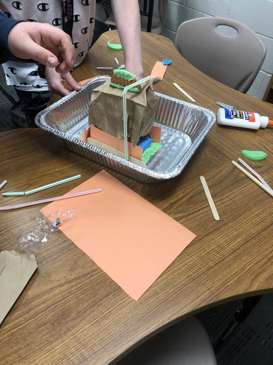 6th grade Vikings getting ready to see if their stupas can hold up against monsoon rains tomorrow. Love their creativity! #katyisdss