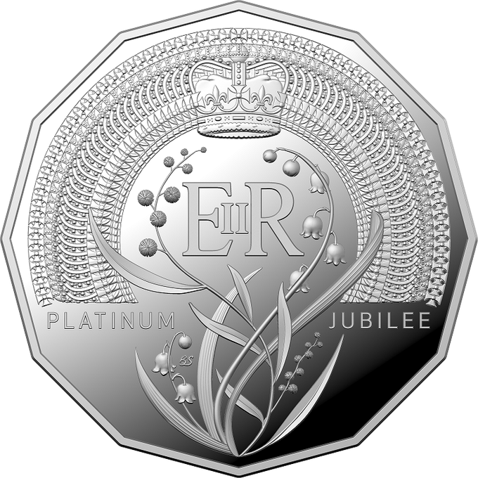 2022 50c Fine Silver Proof Coin - Platinum Jubilee of HM Queen Elizabeth II