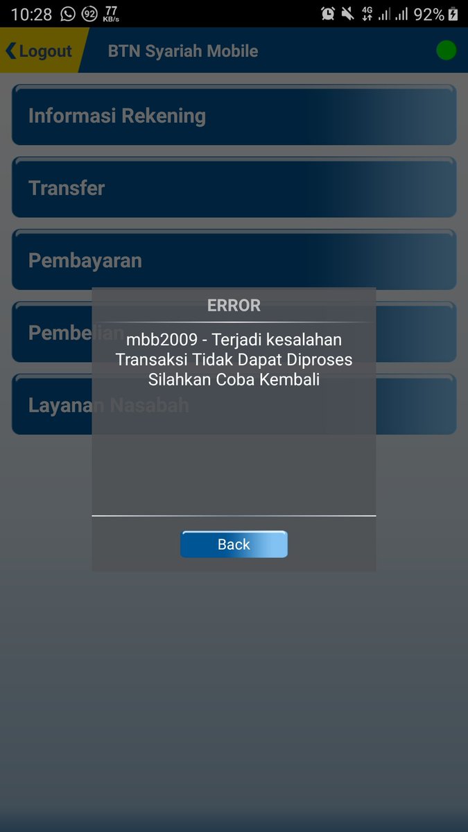 Halma80's tweet photo. @bankbtn_syariah kenapa aplikasi ini selalu eror?cek saldo selalu gagal,mohon tindak lanjutnya https://t.co/rXbeL9k6gL