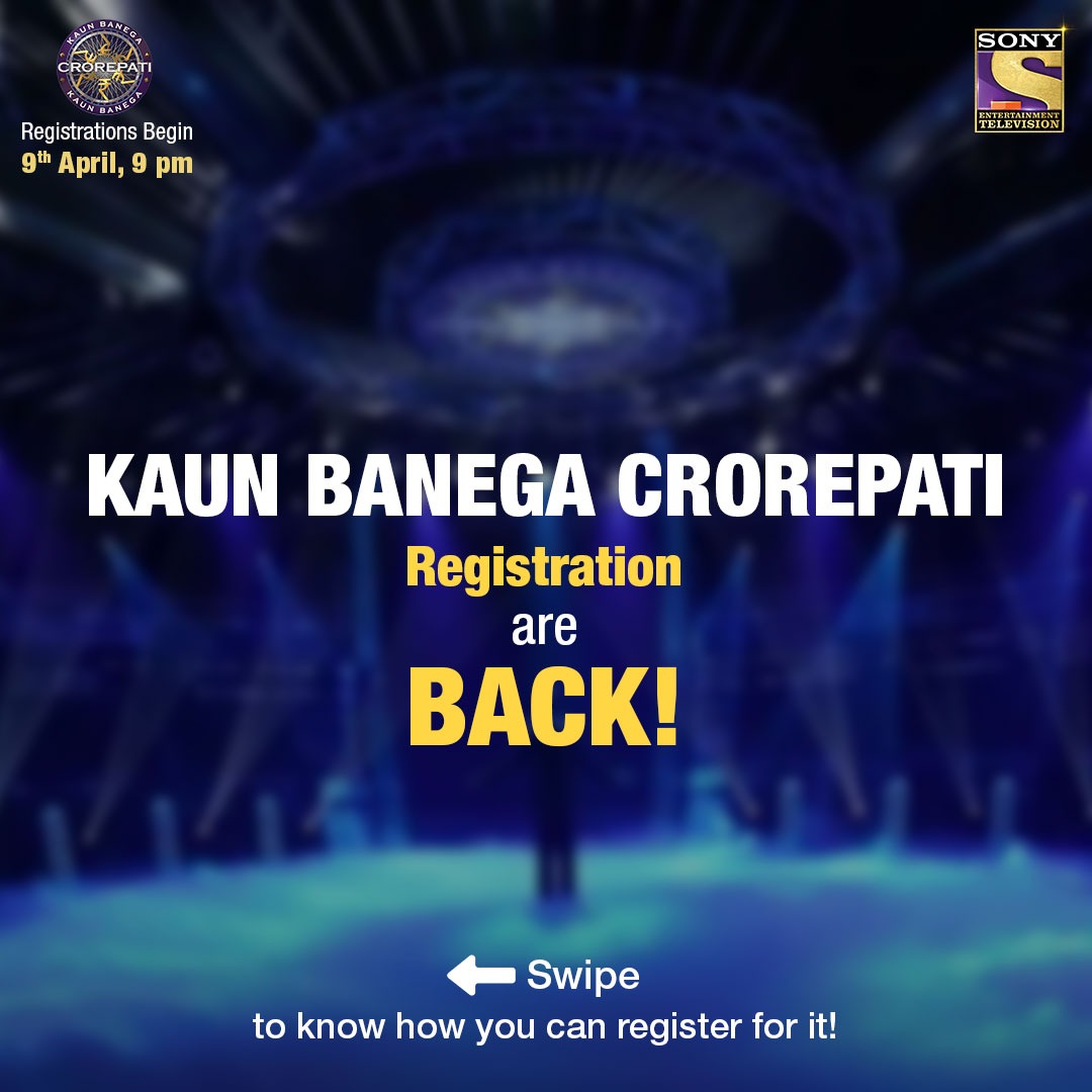 SonyTV's tweet photo. #KaunBanegaCrorepati is giving you a special access to some very sensitive and privileged information. Make sure that you make the best out of it!
Registrations begin from 9th April, 9pm.
#KBC14
#9thApril9pm
#RegistrationsBegin
@SrBachchan https://t.co/kPbUvdPGyy