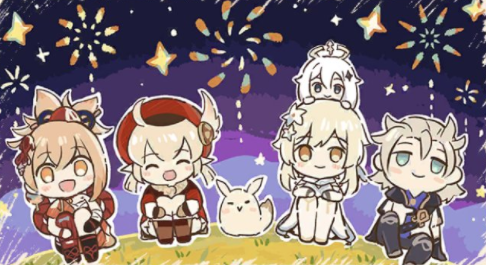 ProjLuminous's tweet image. They&apos;re all so cute in the festival ❤️It&apos;s nice seeing some art of Lumine for a change, even if its only in a small portion of the update so far!