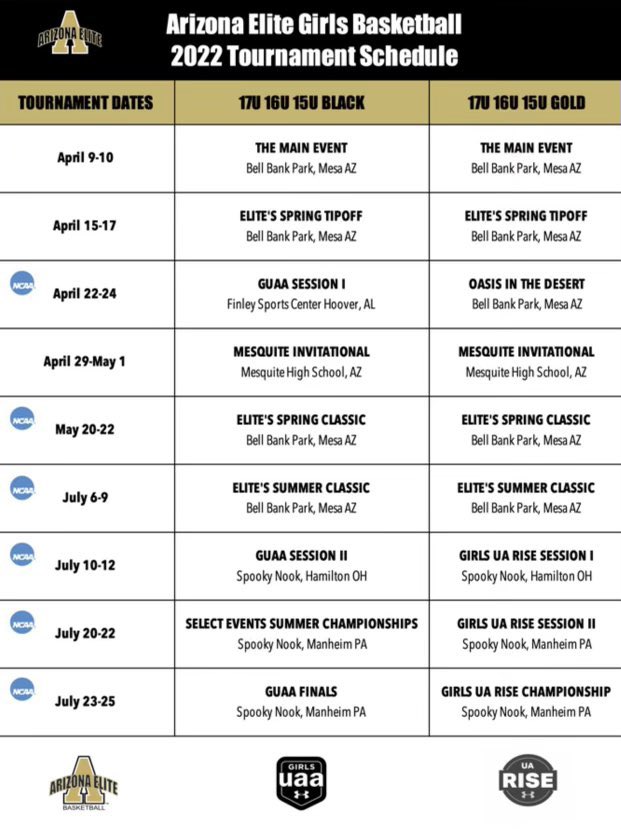 My schedule for this club season. Come out and watch! Playing on 17u Gold!