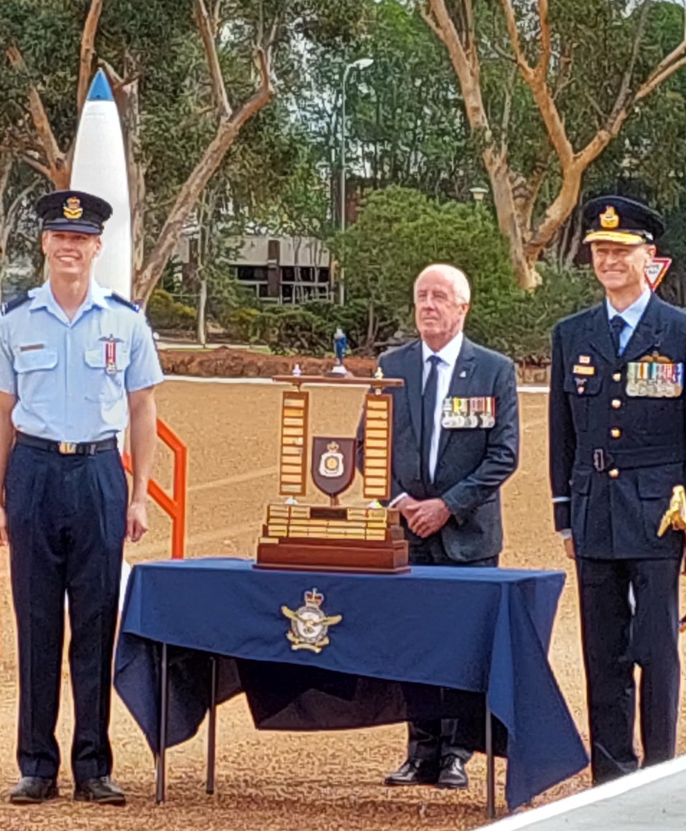 RSLWA CEO presenting the Leadership Trophy to Pilot Officer Hayden Krammer at today's RAAF graduation ceremony for No. 265 PC-21 ADF Pilots Course. Congratulations Hayden!