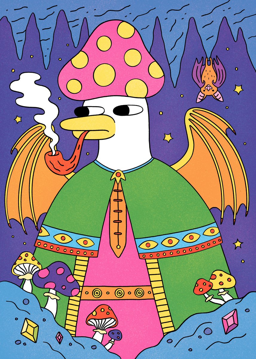 📢 Hey Ducks! Our friends ✨ <a href="/MysticWizardNFT/">Mystic Wizards ✨ Minting Now!</a> ✨ made this amazing Piece of Art and we printed it at Fine Art! 🖼️ 
We’ll be giving away one print and ten airdrops to The Indifferent Duck holders. Go to our discord to participate!

Thank you <a href="/PossumDraws/">Possum</a> we love it! 🍄✨