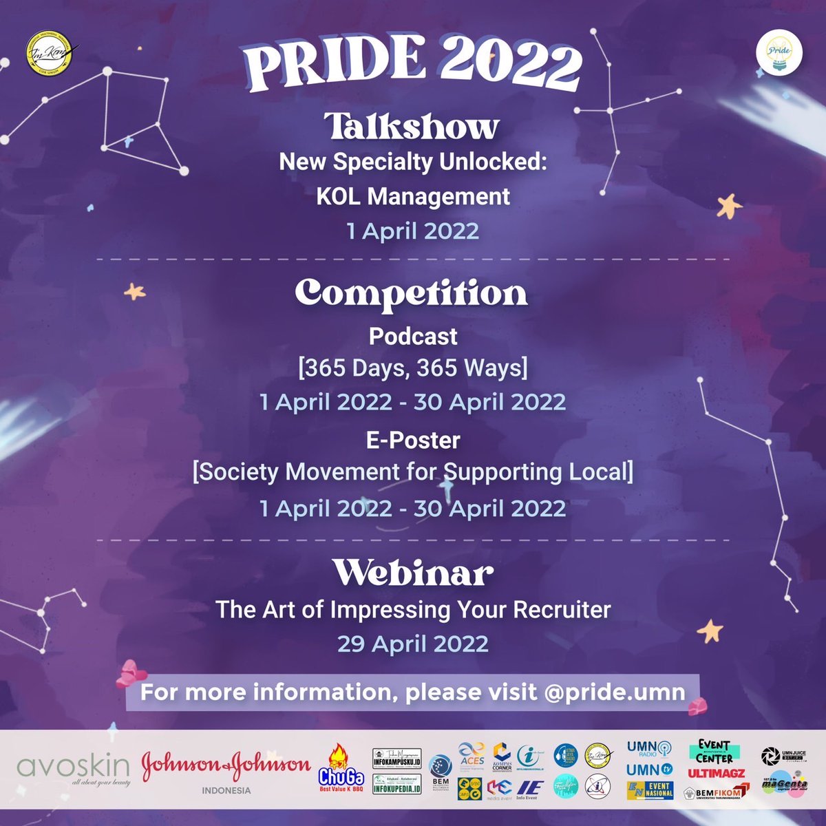 [MEDIA PARTNER PRIDE UMN]

Kalo kata Idgitaf takut tak seindah yang dikira,

Tapi kalo kata PRIDE pasti seindah yang kau kira, kok👉🏻👈🏻

Apalagi PRIDE kasih banyak benefit buat mahasiswa mulai dari ilmu, E-Wallet, sampe TIKET MAGANG GRATIS!

Kepo? Gas cek Instagram @pride.umn aja