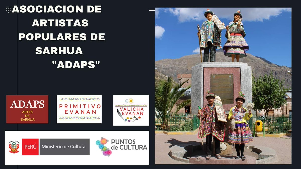 AdapsSarhua's tweet photo. Punto de Cultura Asociación de Artistas Populares de Sarhua con Sedes en #Lima y #Sarhua Ayacucho, Perú reconocido por el Ministerio de #Cultura del Perú continuará desde el mes de mayo con sus actividades mensuales para dar Difusión al #arte y Cultura de la Comunidad de Sarhua https://t.co/o0qW93ziKI