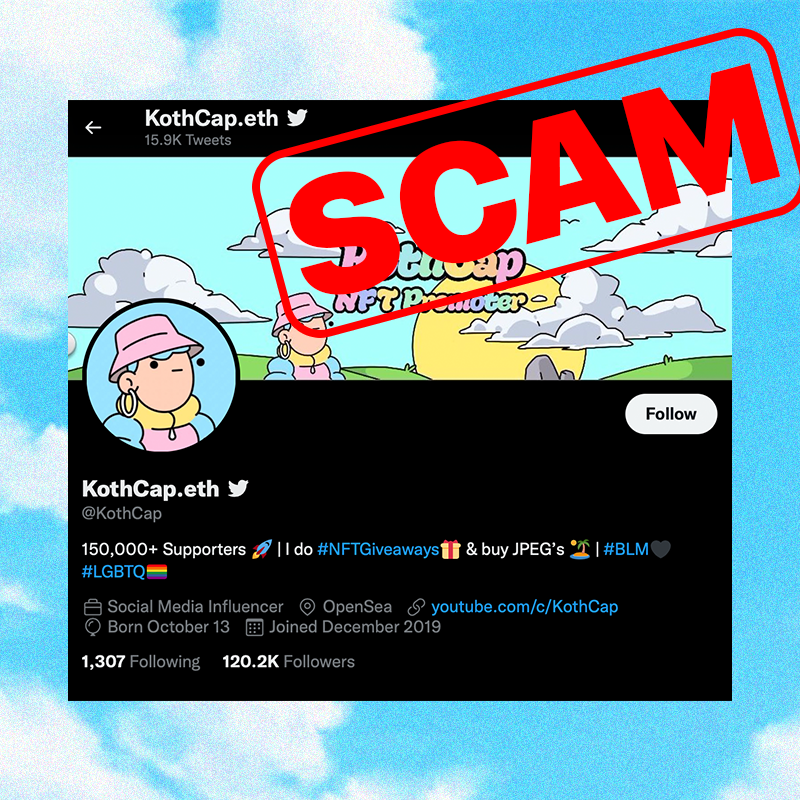 NftKatsu's tweet photo. 1/2
⛔️ Scam alert ⛔️
We just started our project and already want to report our first scammer, @Kothcap
#Kothcap - nft promoter with a big YouTube channel, 120k followers on Twitter, Instagram - he is #nftscammer
#Kothcap #scammer #kothcapscammer https://t.co/7aayi37hp7