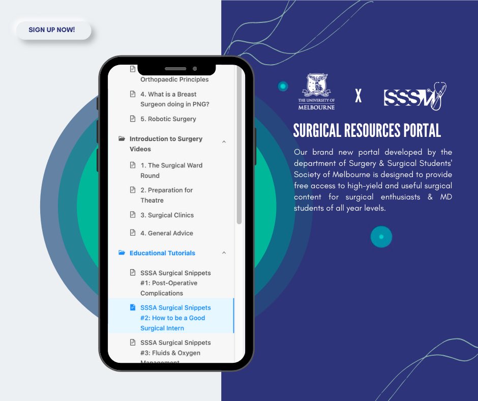 SSSMelbourne's tweet photo. Did you know that SSSM Members can access the @UniMelbMDHS Surgical Learning Portal for free? The Portal is full of amazing resources for those interested in surgery, such as notes, videos, lectures, OSCEs and more. Keep up to date at https://t.co/m4D1laXv69! https://t.co/UxnMQI7fUL